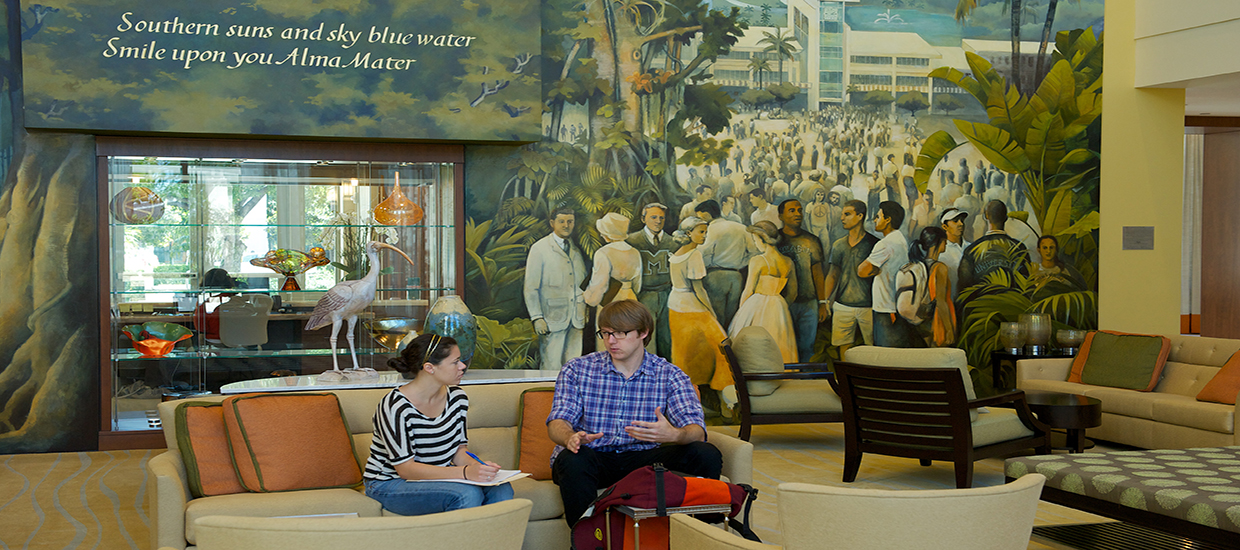 The inside of the University of Miami Alumni Center.