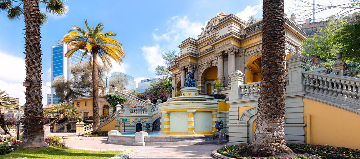 A photo of Santa Lucia Hill in Santiago, Chile.